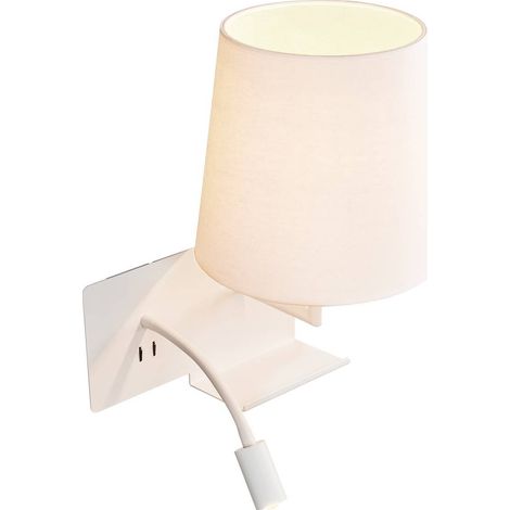 Liseuses SOMNILA FLEX applique int. liseuse droite blanc LED 3W 3000K avec port USB - SLV 1003460 (1/3)
