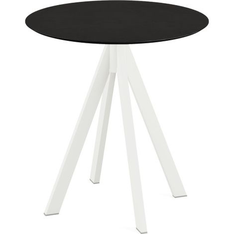Infinity table de bistrot avec piètement blanc + plateau HPL noir Ø 70 cm - Feros (1/3)