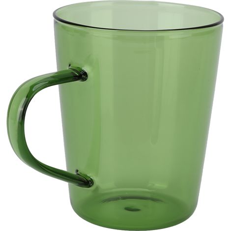 Tasse à lait de 380 ml en verre borosilicate haute résistance, isotherme et facile à nettoyer, idéale pour les cuisines, les hôtels et les cafés (vert). (1/5)