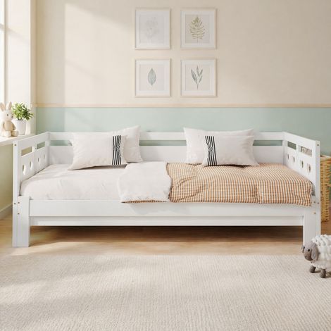 MEUBLIV Lit 90x190 cm blanc – extensible avec 2e couchage, sans matelas (1/5)