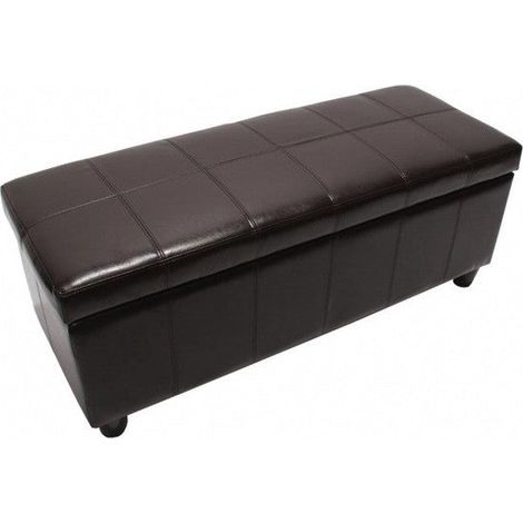 Banco de almacenaje de piel regenerada marrón 112x45x45cm BAN04013 (1/2)