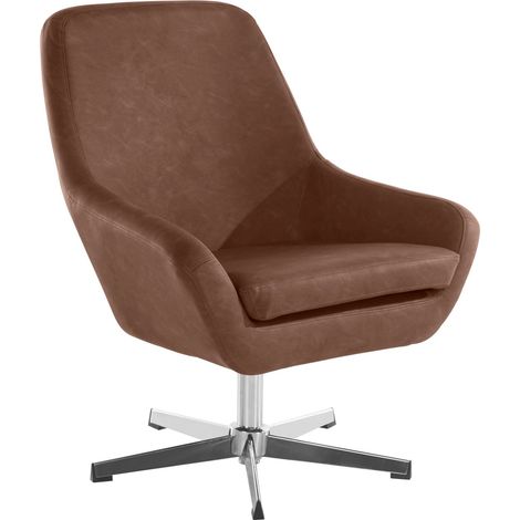 Naomi-Chaise d’appoint en PU brun foncé