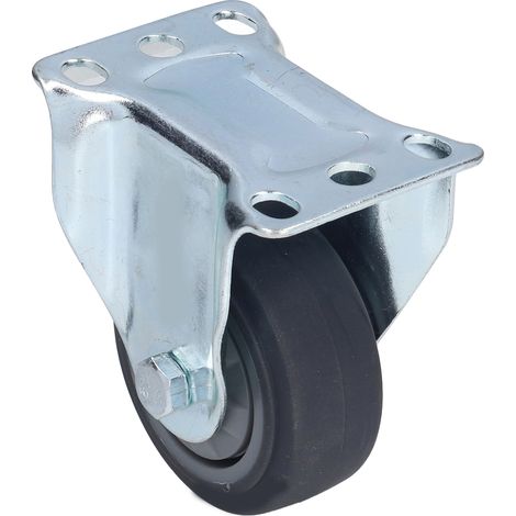 Roues fixes rigides en acier inoxydable TPR pour chariots, garages et magasins - Set de 4 roulettes directionnelles robustes (1/5)