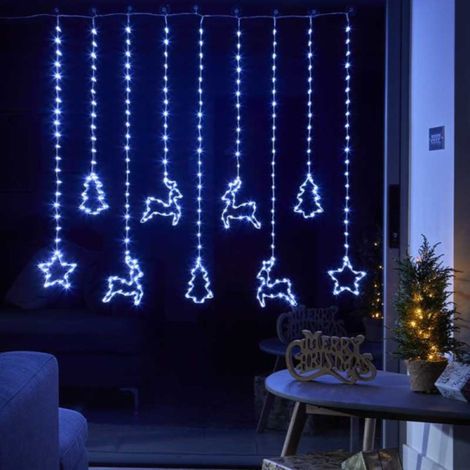 1.2 x 1.1m Christmas Window Curtain Light with 327 Cool White LEDs (1/4)