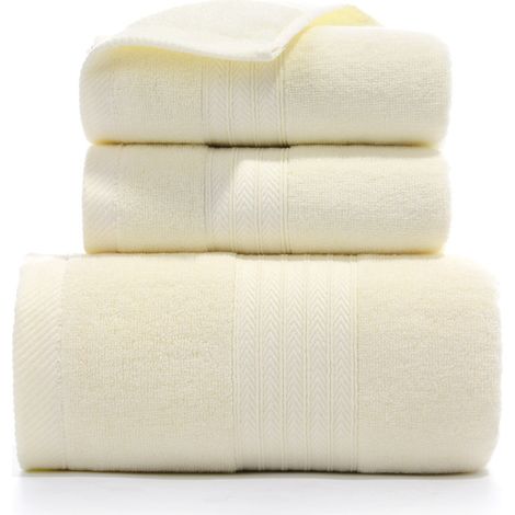 Ensemble de serviettes familiales, lot de 3 : 1 serviette de bain + 2 serviettes pour le visage (1/5)