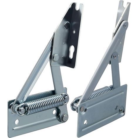 Charnière de Banc d'angle Coffre 1 Paire - Ferrure de Coffre avec Ressort (Gauche + Droite) Acier Galvanisé Support Rabattable Panneaux d'assise en Bois Poids du Panneau jusqu'à 12 kg (1/5)