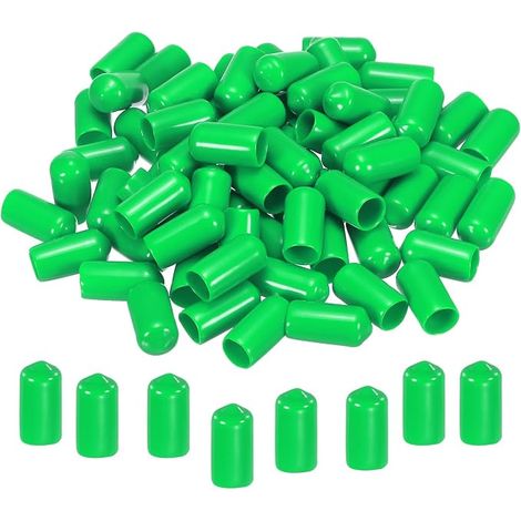 10mm Rubber End Caps Cover PVC Vinyl Screw Thread Protector Round Wire Caps for Screw Bolt Pipe Fence Pole, Green (1/5)