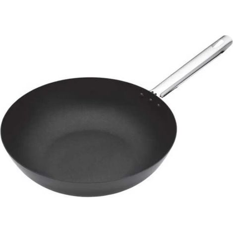 Aster Wok professionnel en acier carbone noir 30 cm