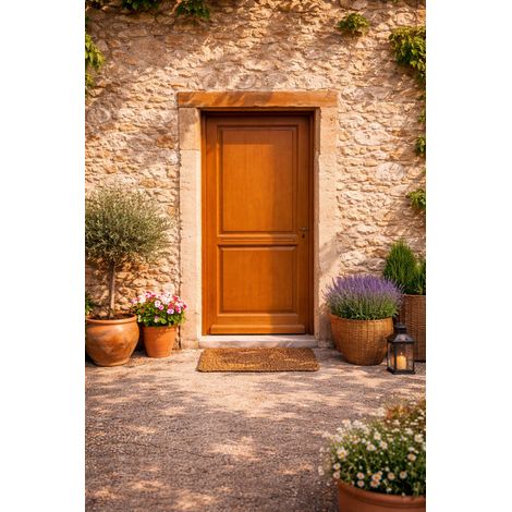 Porta D'ingresso In Legno Massello, Eyden, H.215xl.90 p.sinistra + Maniglia E Botte (ref010723NO) Lato Tavolo