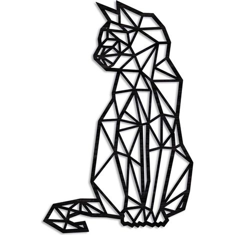 Geometric cat-shaped metal wall decoration - Metal wall art - Home decor - Living room decor (1/4)