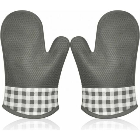 Silicone Insulated Oven Gloves, Oven Mitts, Pot Holders, Thick Insulated BBQ Gloves, Professional Gloves, 1 Pair (Gray) YMYNY (1/4)