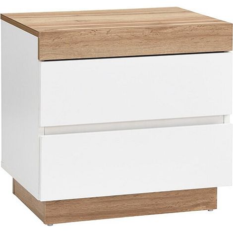 Comodino 2 cassetti Bianco e naturale - RENIRI