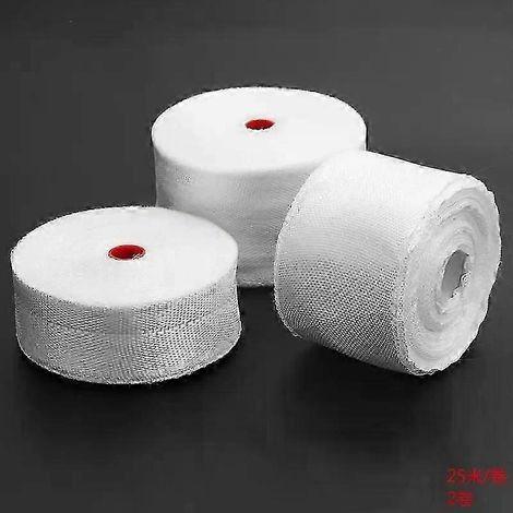 2 rouleaux de ruban en fibre de verre blanche de 20 mm x 25 m, coutures en toile unie, haute résistance, haute température - JXLGV (1/5)