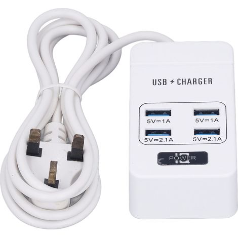 Prise USB intelligente charge rapide, multiprise voyage portable blanche, fiche standard UK, 110-250V, adaptateur mural compact. (1/5)