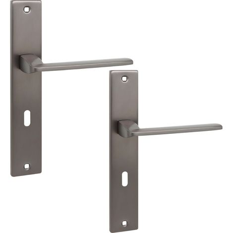 Maniglia interna per porta su piastra lunga con chiave Zambia Graphite Kuchinox KAB511A (1/3)