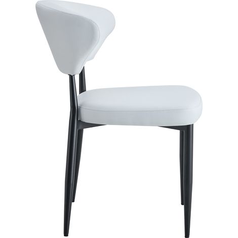 Set de 2 sillas de comedor blancas de PU con respaldo ergonómico y patas de metal (1/5)