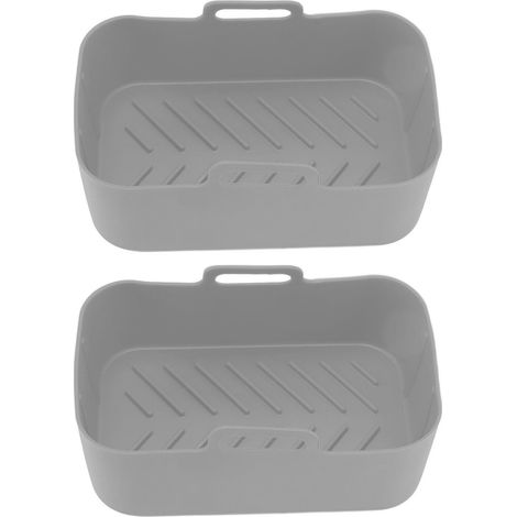 Lot de 2 paniers en silicone antiadhésifs haute température pour friteuse Ninja DZ201 Foodi 8QT (gris), avec brosse de nettoyage. (1/5)