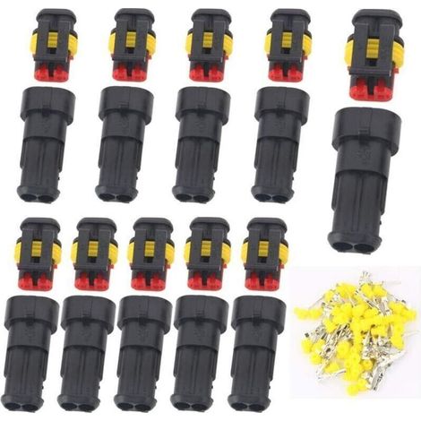 Connecteur étanche 12 V pour moto, voiture et camion – Prise mâle/femelle avec bornes 1,5 mm² – Lot de 10 pièces (1/4)