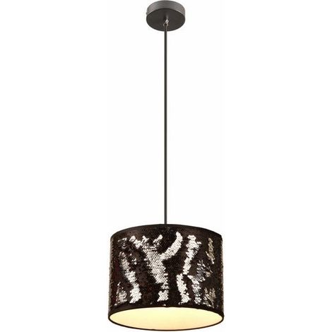 Lampe suspension noire à sequins Crazy E27 60W Reality