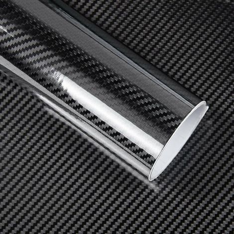 Film Covering Voiture, 6D Covering Carbone en Vinyle 150 x 30cm Noir, Fibre de Carbone Adhésif Imperméable Pas de Bulles, Film de Protection pour Peinture, pour Voiture, Moto, Vélo (1/5)