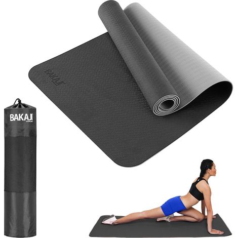 Tappetino Yoga Aerobica Pilates Tappeto Allenamento Fitness Palestra Grigio Nero