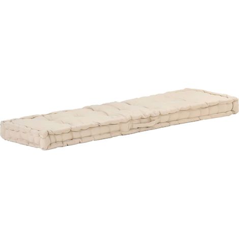 Coussin de plancher de palette Coton 120x40x7 cm Beige (1/5)