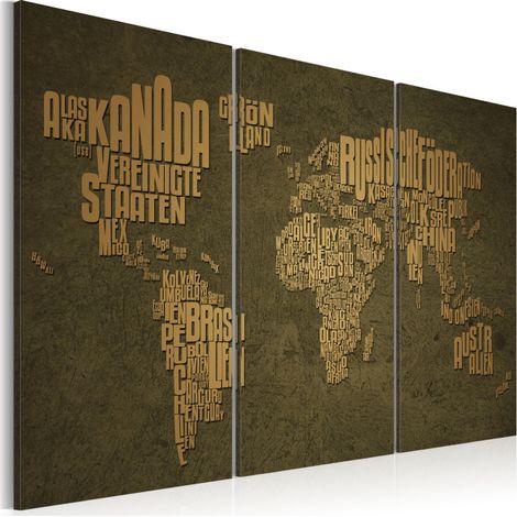 Tableau 3 Panneaux "Carte du Monde en Allemand : Continents" 40 x 60 cm (1/2)