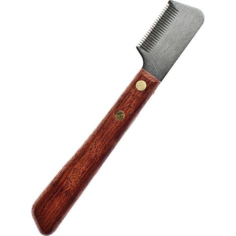 Coltello stripping con impugnatura per mano sinistra a 18 denti con manico in legno