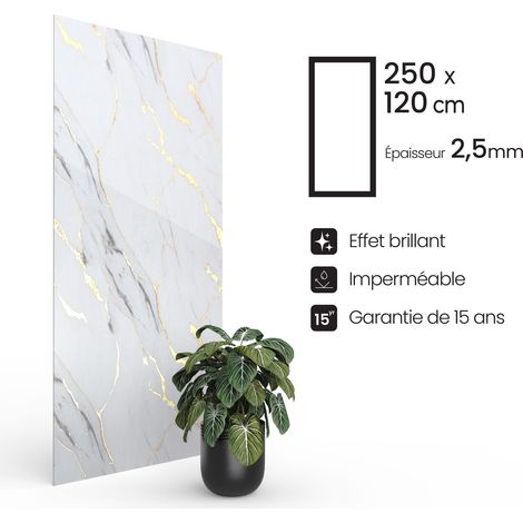 Panel blanco gris mármol Or Carrara  250 x 120 cm  100% impermeable  Ducha, baño y cocina (1/4)