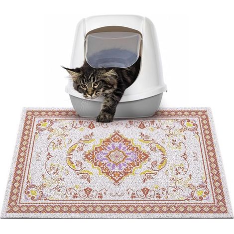 Alfombrilla para arenero de gatos,antideslizante e impermeable,material de PVC suave,resistente a la orina,para gatos de interior,60x40cm (1/5)