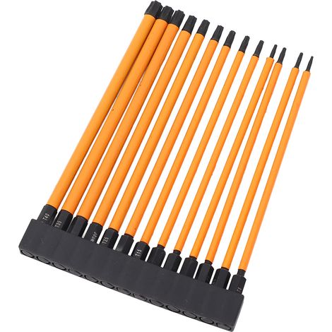 Jeu d'embouts de tournevis à tige hexagonale 1/4 po en acier allié S2, 150 mm, T5 à T40, avec aimant (1/5)