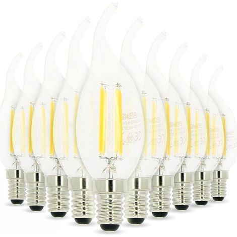 Lotto di 10 lampadine a fiamma a filamento E14 da 4W (1/5)
