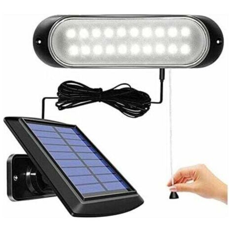 BUNTHAUS Lampe solaire avec détecteur de mouvement, 20 LED détachables, câble de 5 m, pour une utilisation intérieure et extérieure, étanche, avec interrupteur à tirette, pour jardin, abri de jardin,