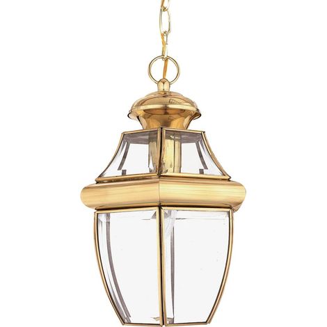 Lampe d'extérieur chaîne lanterne suspension finition cuivre vieilli H 33,4 cm laiton (1/5)