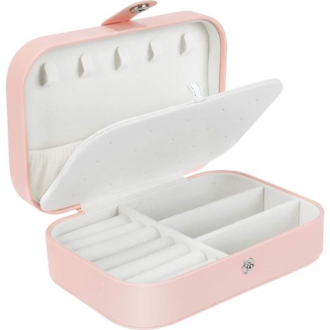 Boite A Bijoux - Boite De Rangement En Cuir Pu Pour Anneaux Boucles D Oreilles Colliers Bracelets - Portable Et Compacte - 1 Unite (1/5)