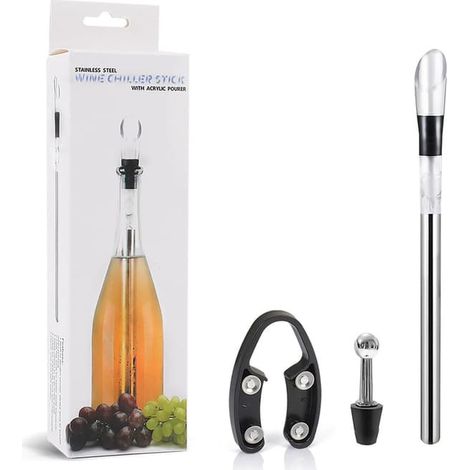 Refroidisseur à vin 3 en 1 en acier inoxydable avec résistance chauffante, aérateur et bouchon, pour un usage domestique.-AquaForge (1/5)