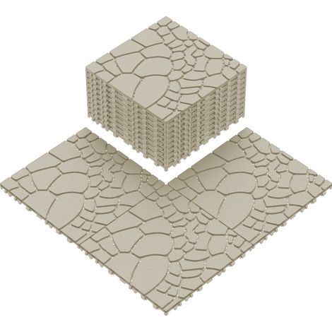 Piastrelle da esterno a incastro effetto pietra 30,5 x 30,5 cm PP 44 pezzi beige OKWISH (1/5)
