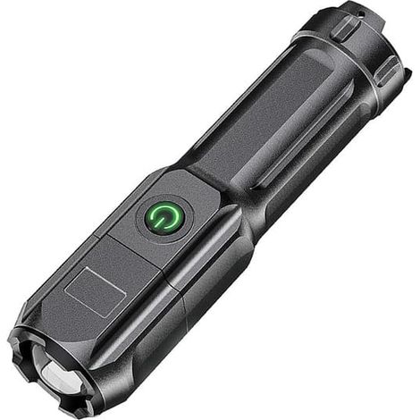 Lampe torche LED puissante, rechargeable par USB, zoom extensible (1/5)