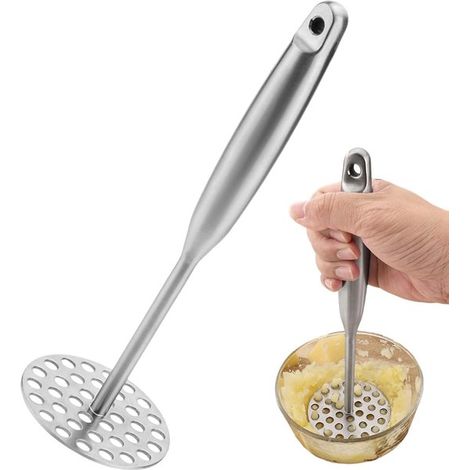 Schiacciapatate - Schiacciapatate da cucina per purea - Purea liscia e vellutata - Acciaio inossidabile - 25,5x8,6 cm - Argento (1/5)