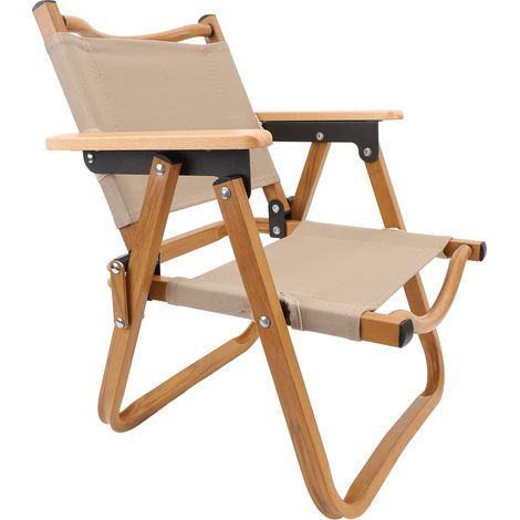 Chaise de camping enfant pliante en alliage aluminium et toile, motif bois, transportable -6 ans (1/5)