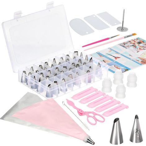Poche a douille patisserie 83 Pièces, Set de Douilles en Acier Inoxydable, Sac à Pâtisserie et Boîte de Rangement, Accessoire pour Gâteaux, Cupcakes et Décoration (1/5)