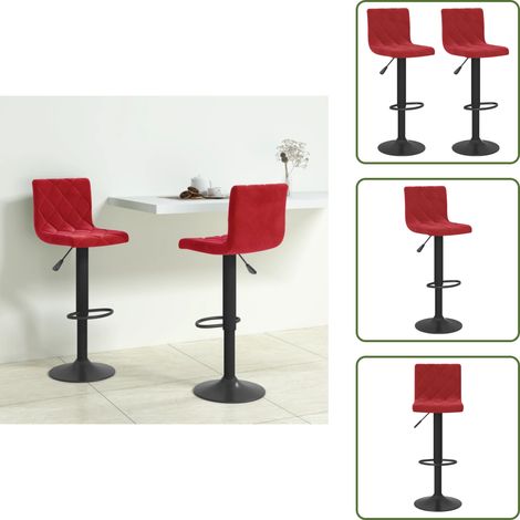 Barhocker mit Gasfeder - vidaXL Barhocker 2 Stk. Weinrot Samt - Barhocker 360 Grad (1/5)