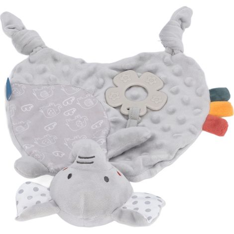 Couverture de sécurité pour bébé, peluche mignonne, douce pour la peau, idéale pour l'apprentissage du toucher et des mordillements, couverture pour bébé garçon ou fille, éléphant gris (1/5)