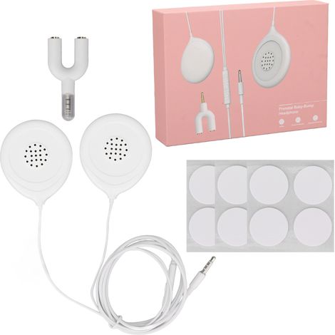 Haut-parleurs prénatals ventre 12 autocollants répartiteur musical casque grossesse blanc pour femme future maman (1/5)