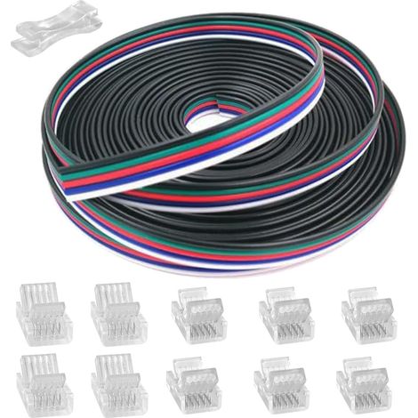 10M Rallonge Câble 5 Broches Fil Cordon 22AWG Branchement Électrique, Câble D'extension à 5 Conducteurs pour Bande LED RGBW 3528 5050 + 5 Pin Connecteur 12 mm (1/5)