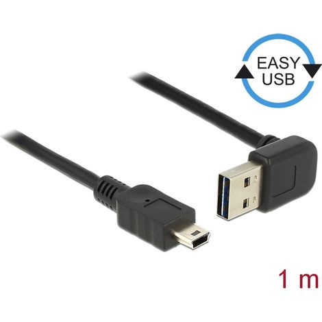 Delock cable easy-usb 2.0-a male up/down angled  usb 2.0 mini male 1 m