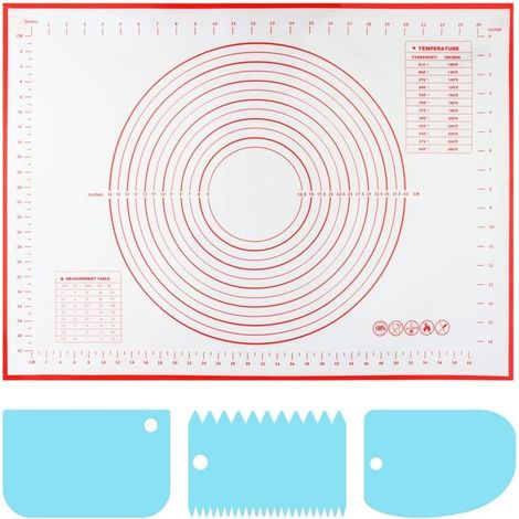 Tapis de Pâtisserie 70x50 cm - Plaque Silicone Réutilisable Antiadhésive pour Étaler Pâte avec Corne de Pâtisserie (1/5)