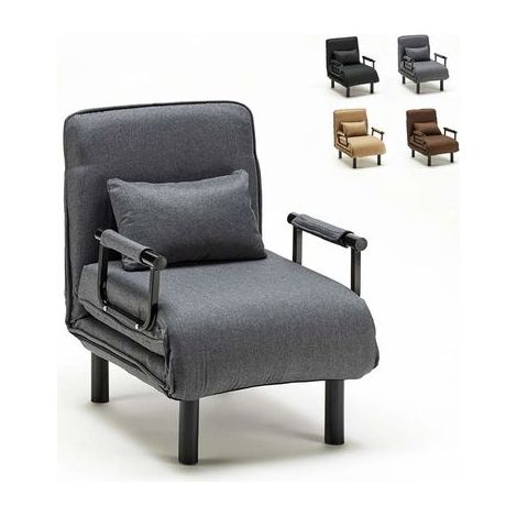 Le Roi Du Relax – Fauteuil convertible 1 place en tissu Deborah – Dimensions 68x63x82cm – Lit 60x190cm – Mécanisme à rabat – Oreiller inclus (1/5)