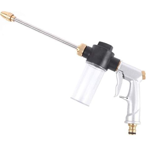 Pistolet de pulvérisation pour tuyau d'arrosage, buse à eau haute pression, pistolet à eau en mousse, distributeur de savon intégré pour lavage de voiture, douche pour animaux de compagnie, jardinage (1/4)