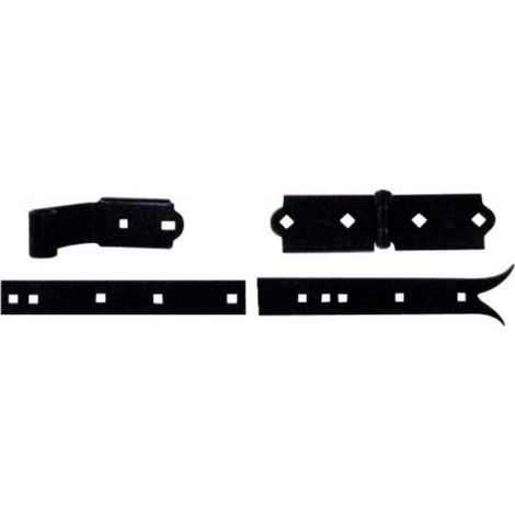 Torbel – Kit ferrure queue de carpe 4 pièces noir pour volet double – Acier noir résistant – Barre de départ 713 mm – Design esthétique - 1538C24 (1/3)